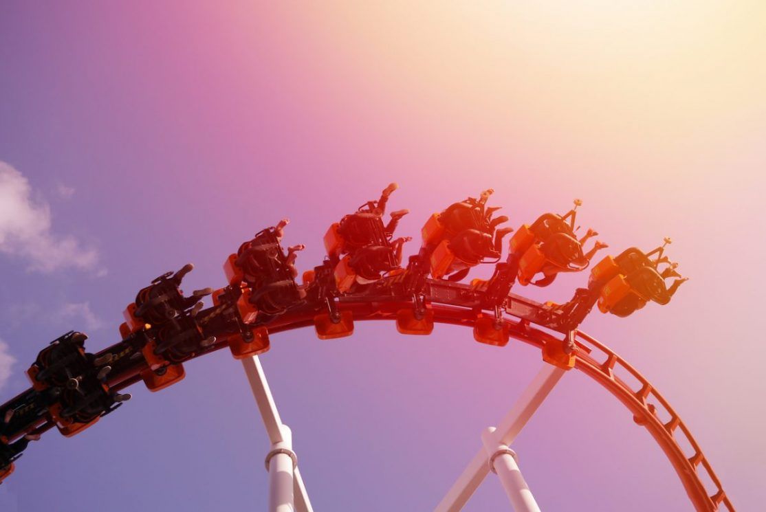Fun fast loop rollercoaster at a theme park