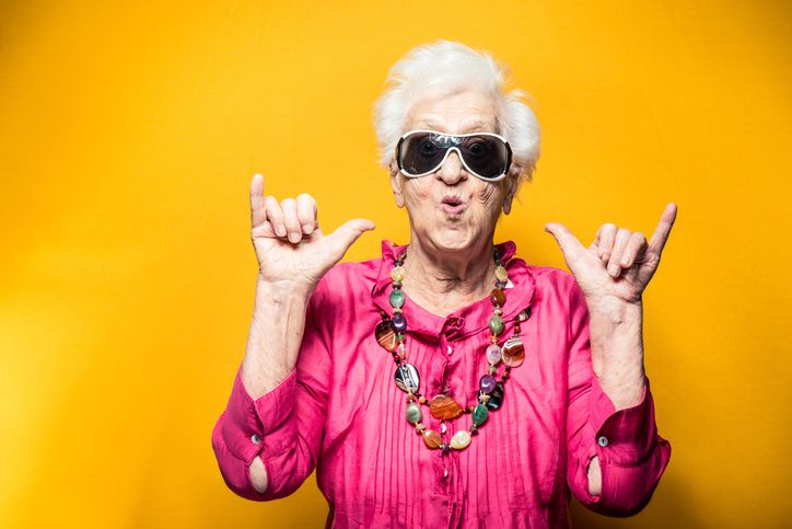 Happy older woman lady.